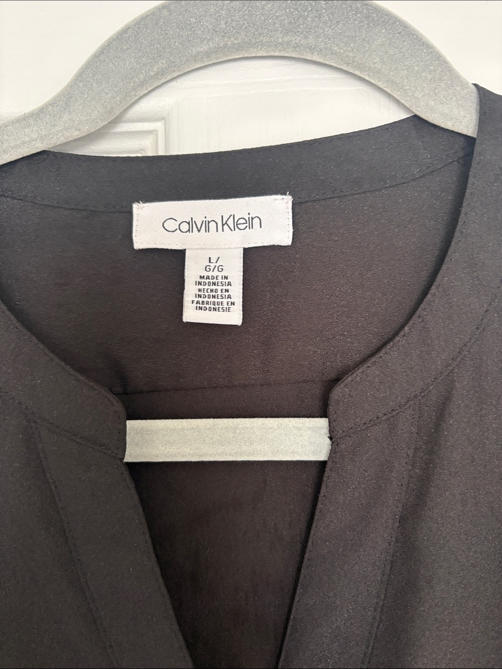 Calvin Klein Black Blouse with Gold Zipper Accents - Picture 2 of 4